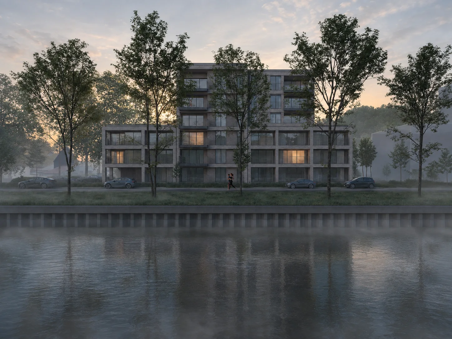 Residentie Waterkant in het ochtendlicht